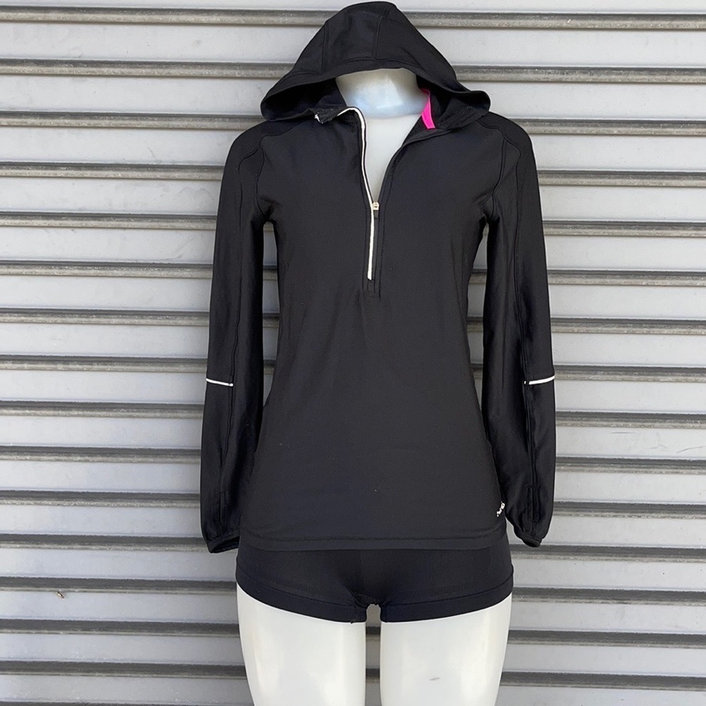 Hind Quarter Zip Black Long Sleeve Hoodie Size S